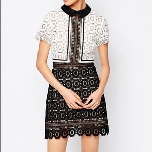 SELF PORTRAIT Felicia black white lace dress